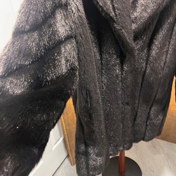 Faux fur Black Coat that looks like Mink Coat - Picture 2 of 4